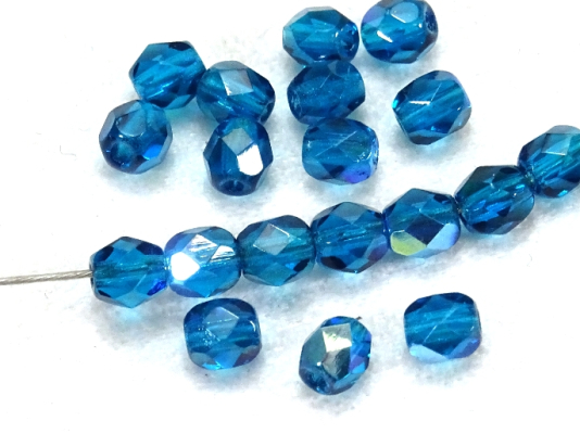 royalblau böhmische Glasperlen 4mm